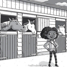 horse and girl chapter book illustration