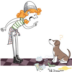 Girl and dog illustration
