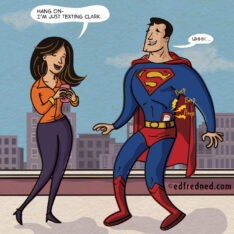 Lois Lane texting Superman